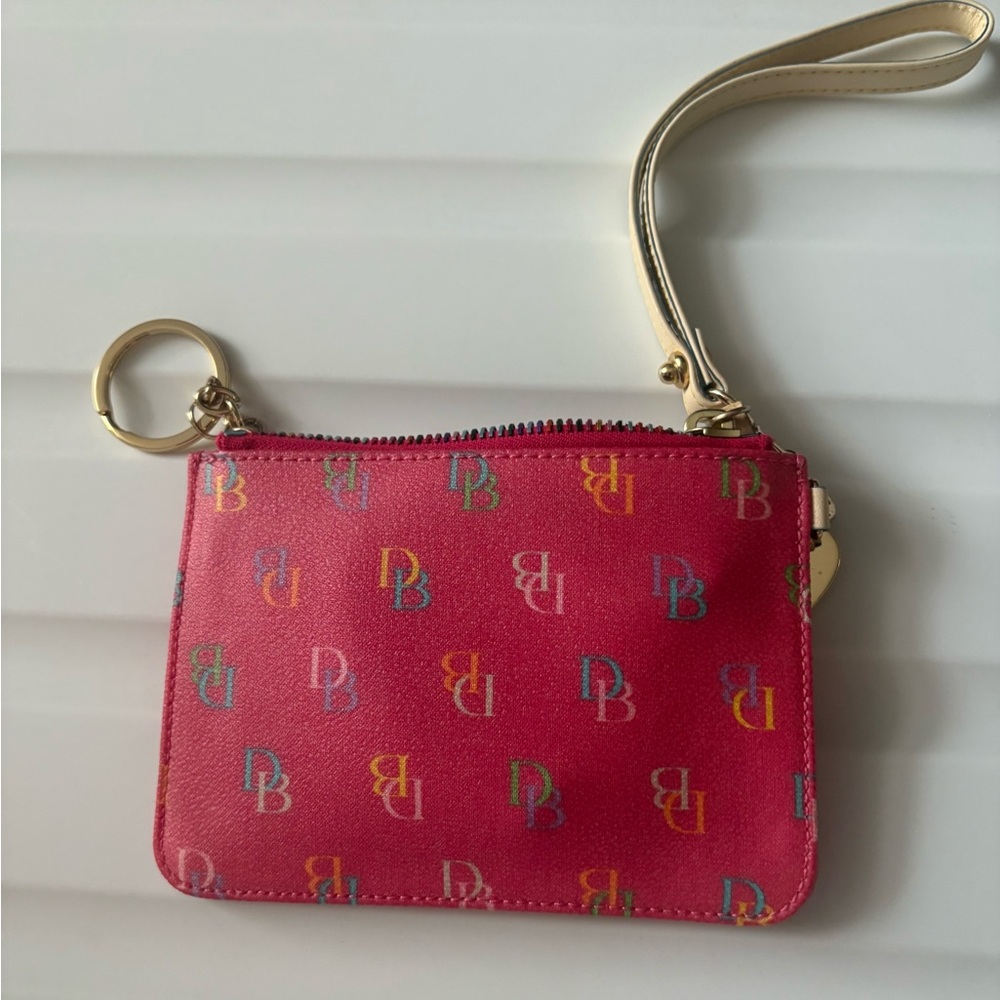 Dooney & Bourke | Multicolor Monogram Pink Wristlet with Rainbow Zip - Picture 4 of 4